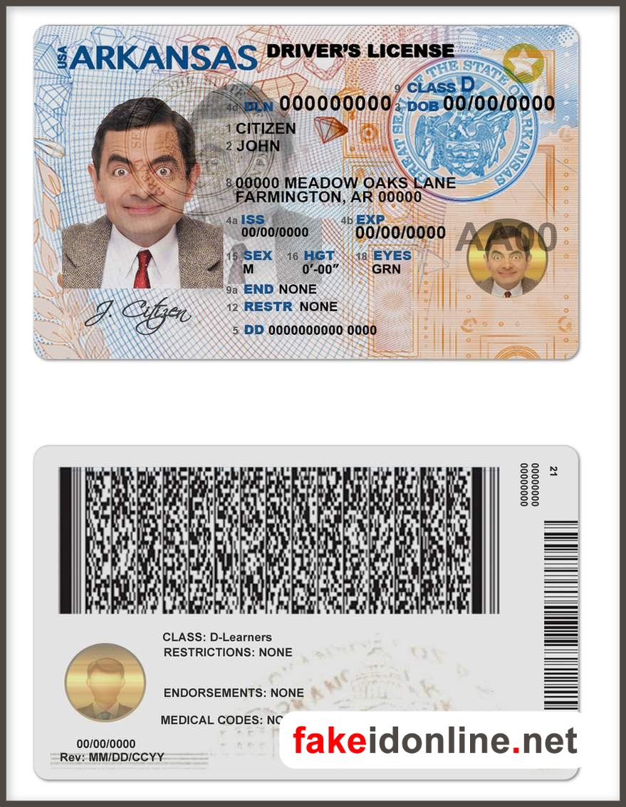 Arkansas Driver License PSD Template